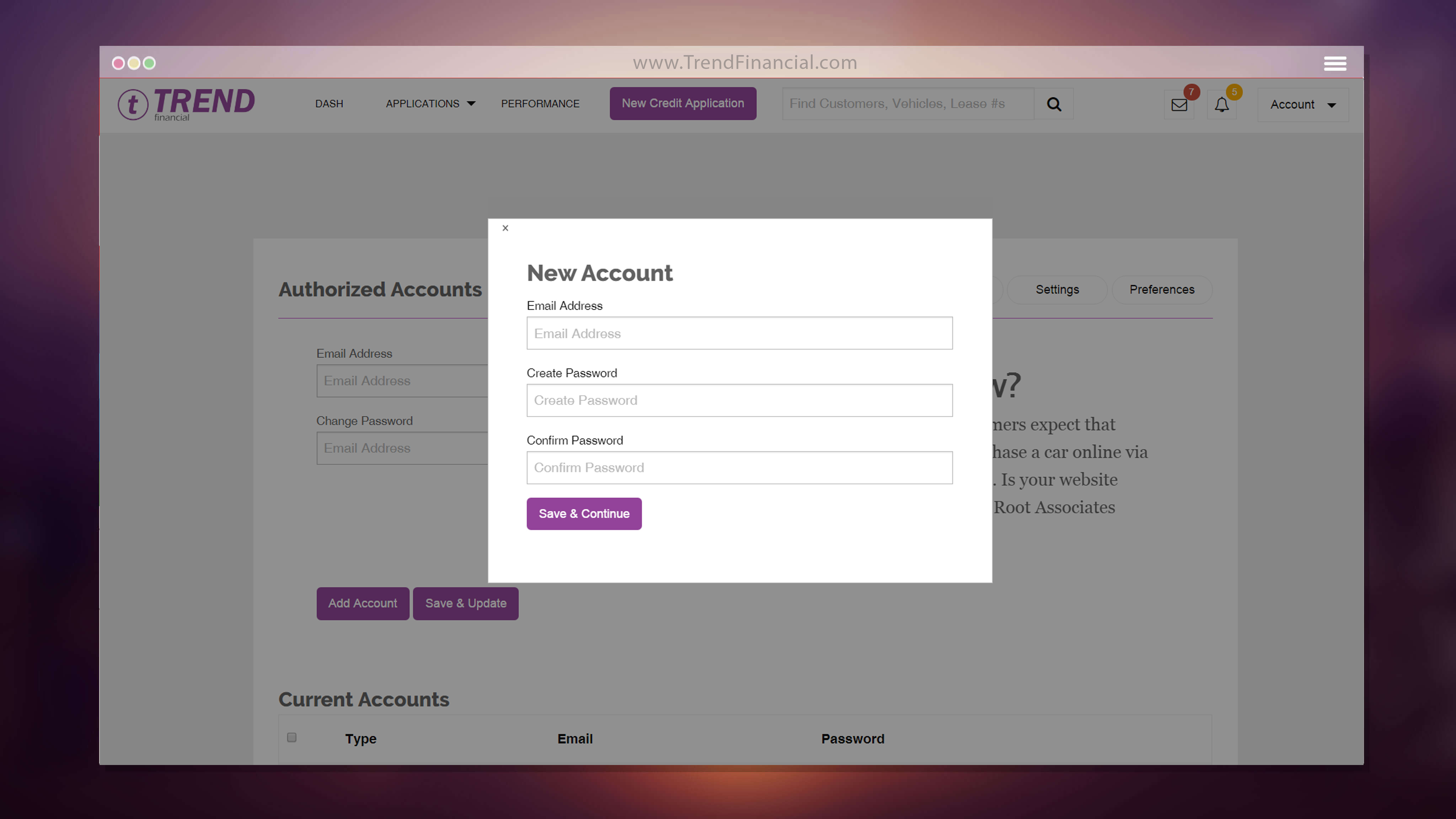 New account logged-in