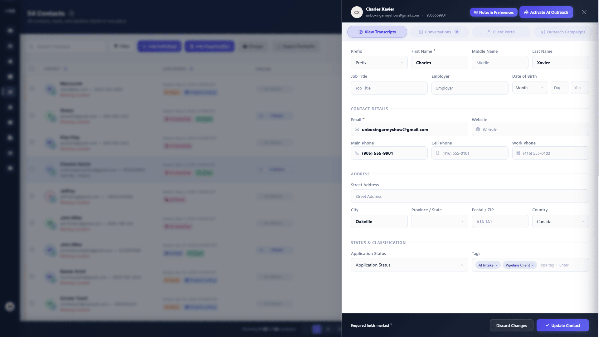 Contact CRM detail