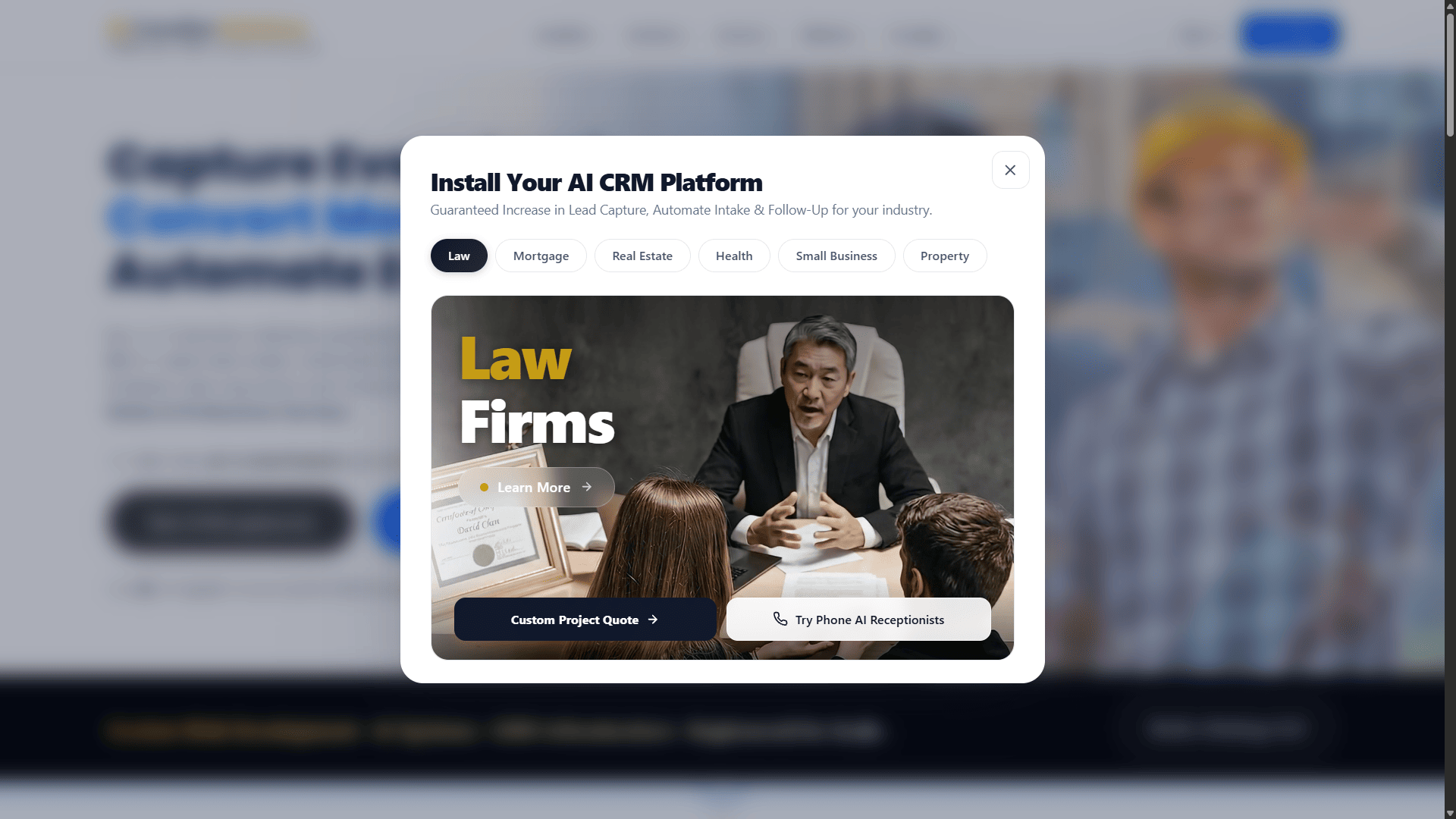 Industry-aware onboarding modal