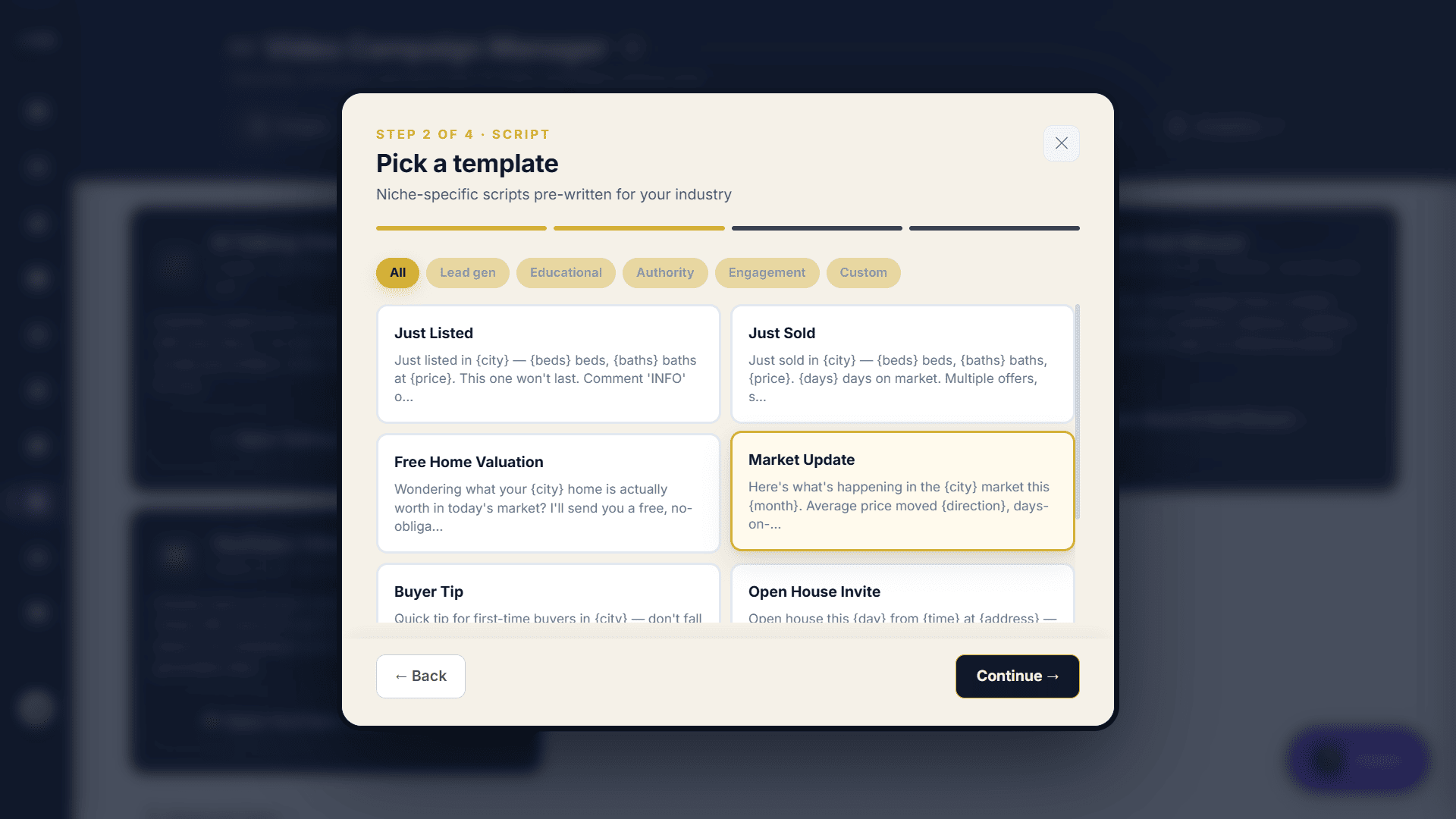Niche-specific video script templates